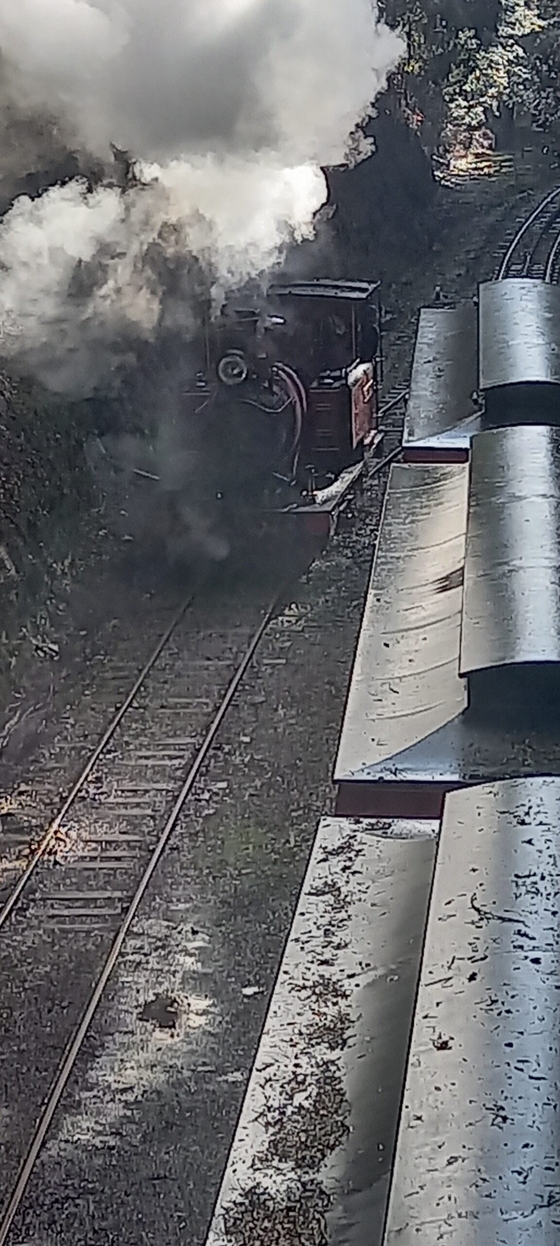 Loco set to couple with carriages before the final climb. Photo Henry Johnston